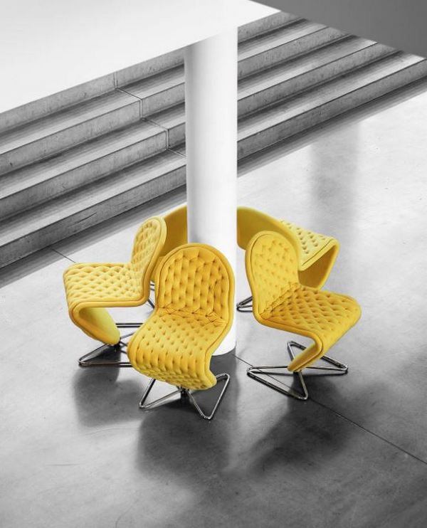 Żółte tapicerowane fotele Verpan