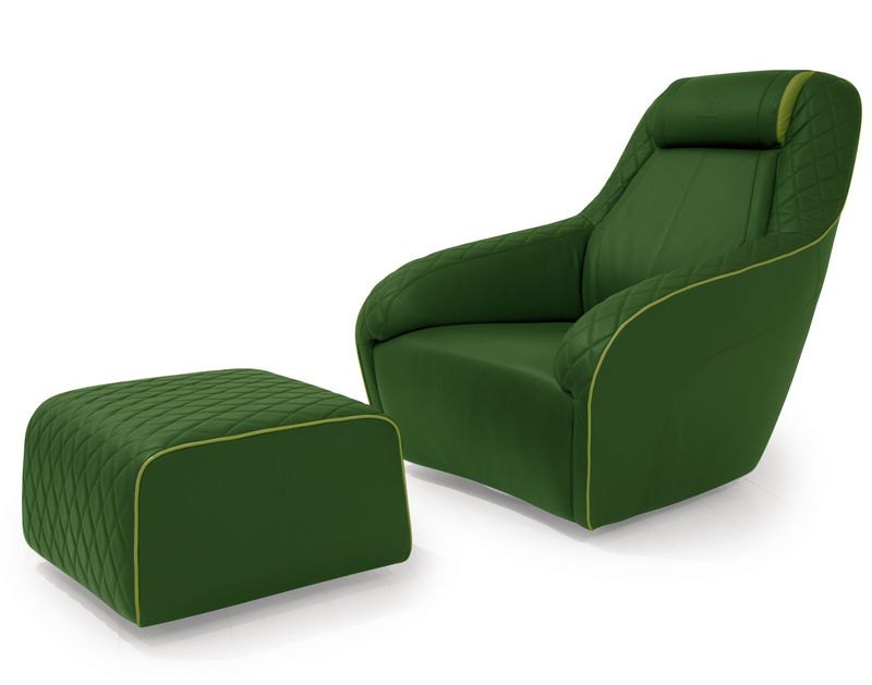 Zielony fotel z podnóżkiem Tonino Lamborghini